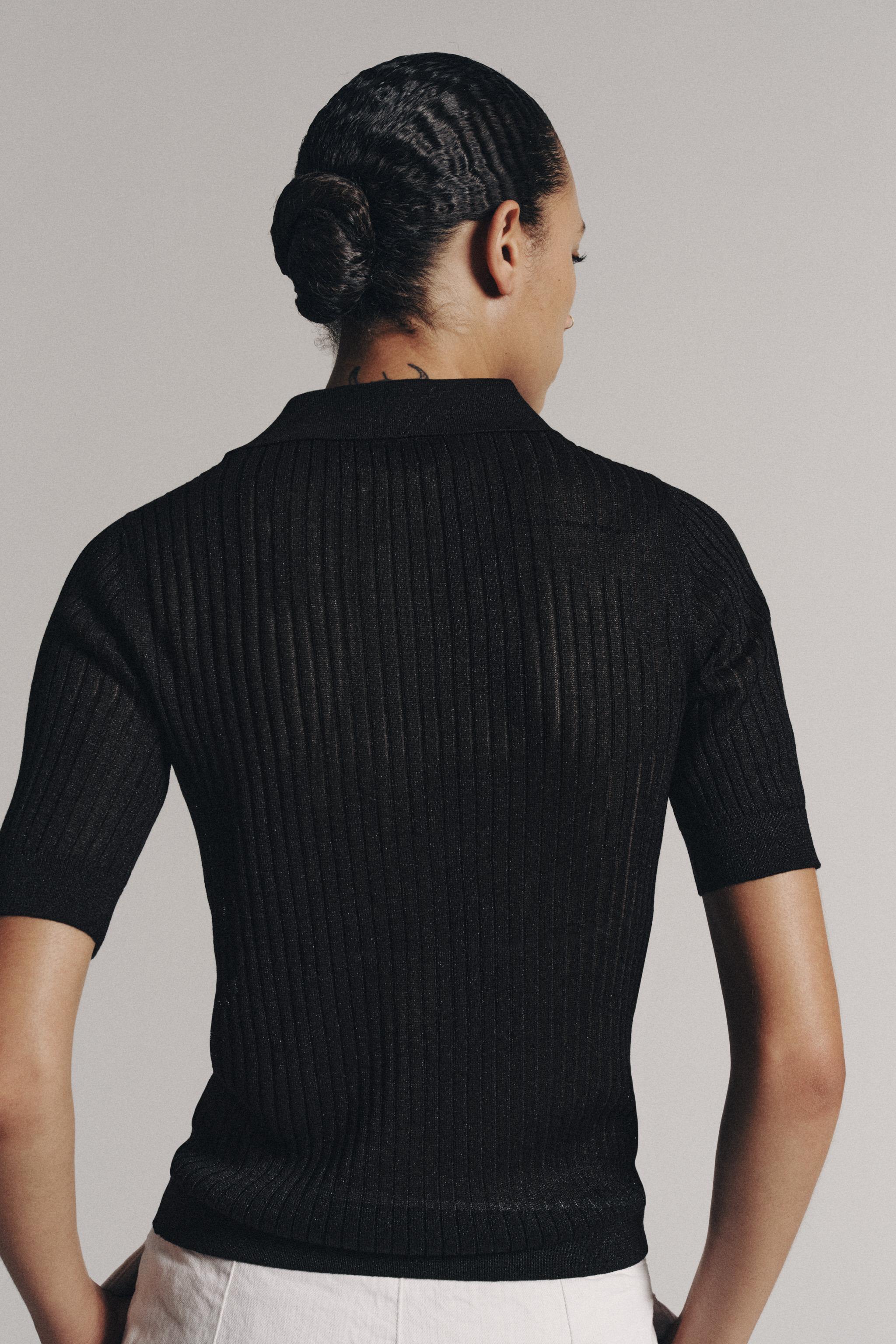 Женские рубашки Zara SEMI-CLEAR KNIT POLO SHIRT — фото 3