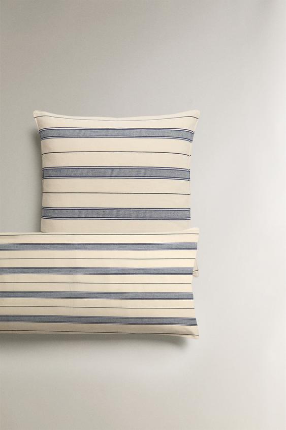 STRIPED COTTON THROW PILLOW COVER X TENSIRA Navy blue ZARA Canada