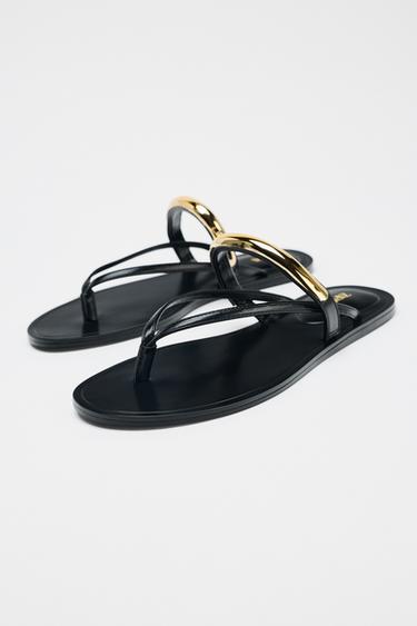 SANDALES DÉCOR MÉTALLIQUE - Noir de Zara - Image 4