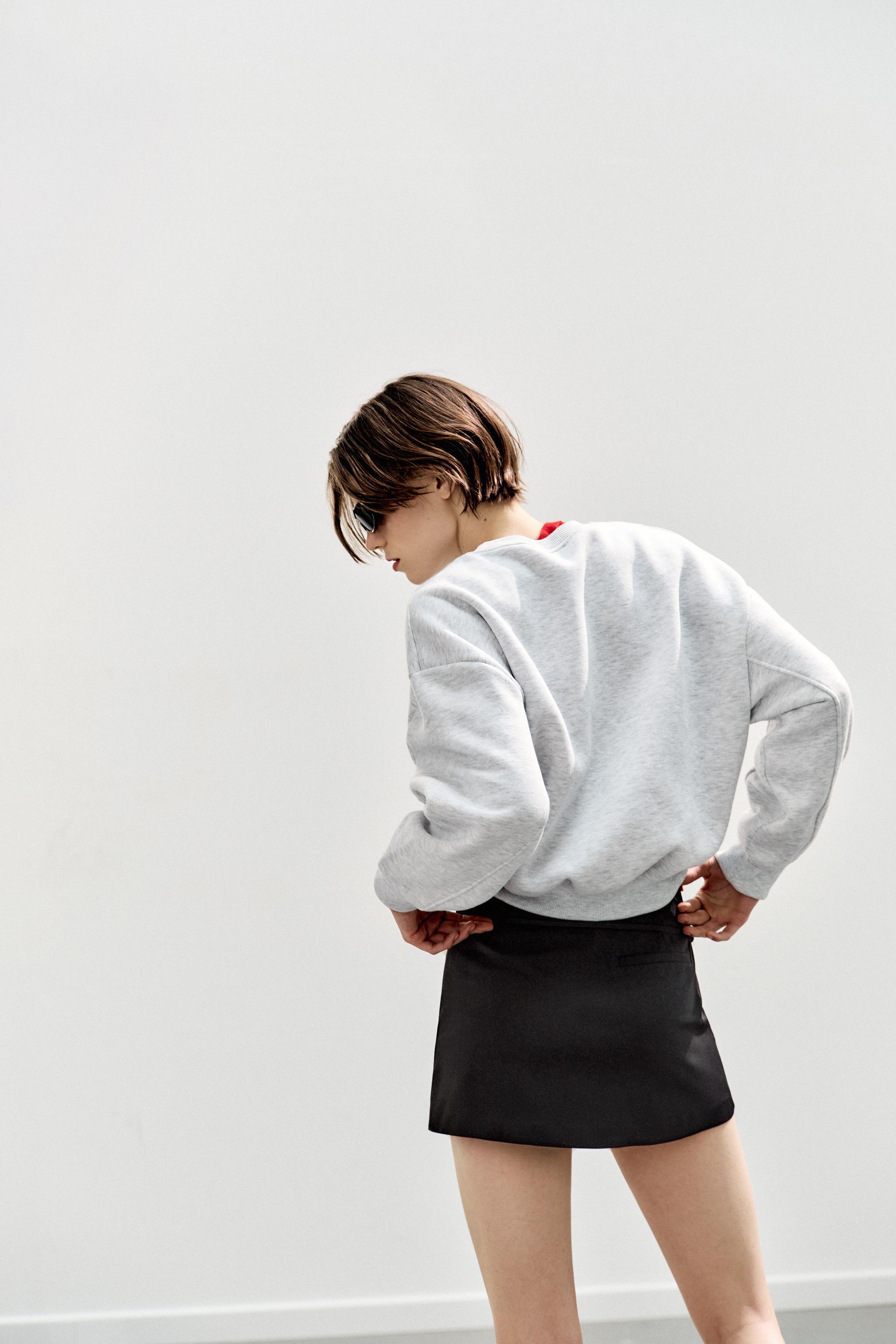 BASIC PLUSH SWEATSHIRT — Gray marl