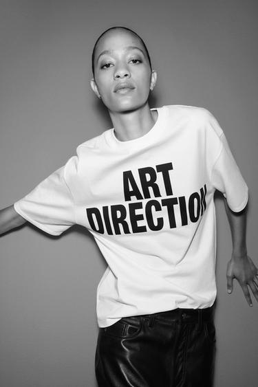 TRICOU OVERSIZE CU TEXT - Alb de la Zara