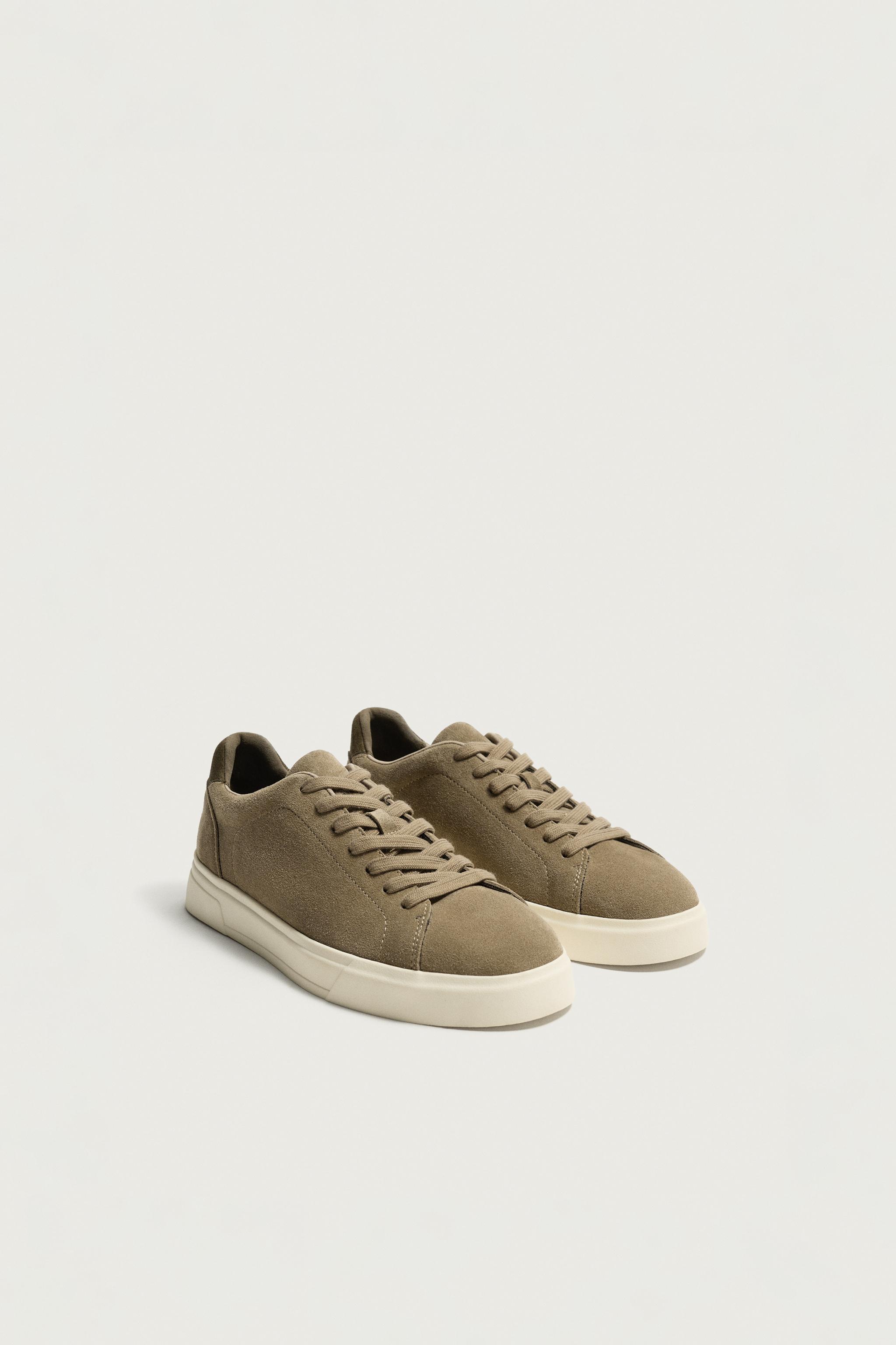 LEATHER SNEAKERS — Taupe Gray