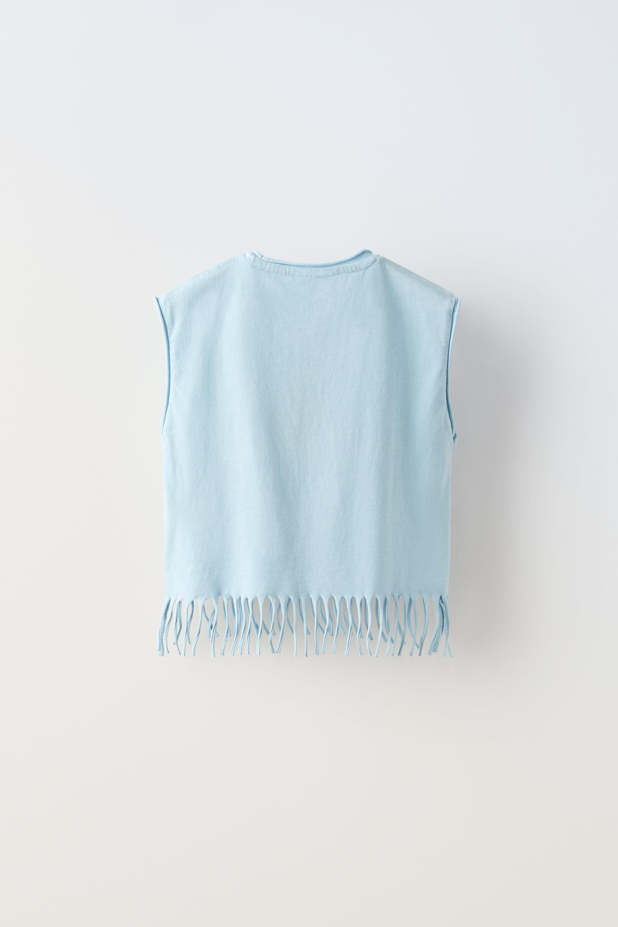 FRINGED STUDDED TANK TOP - Blue | ZARA United States