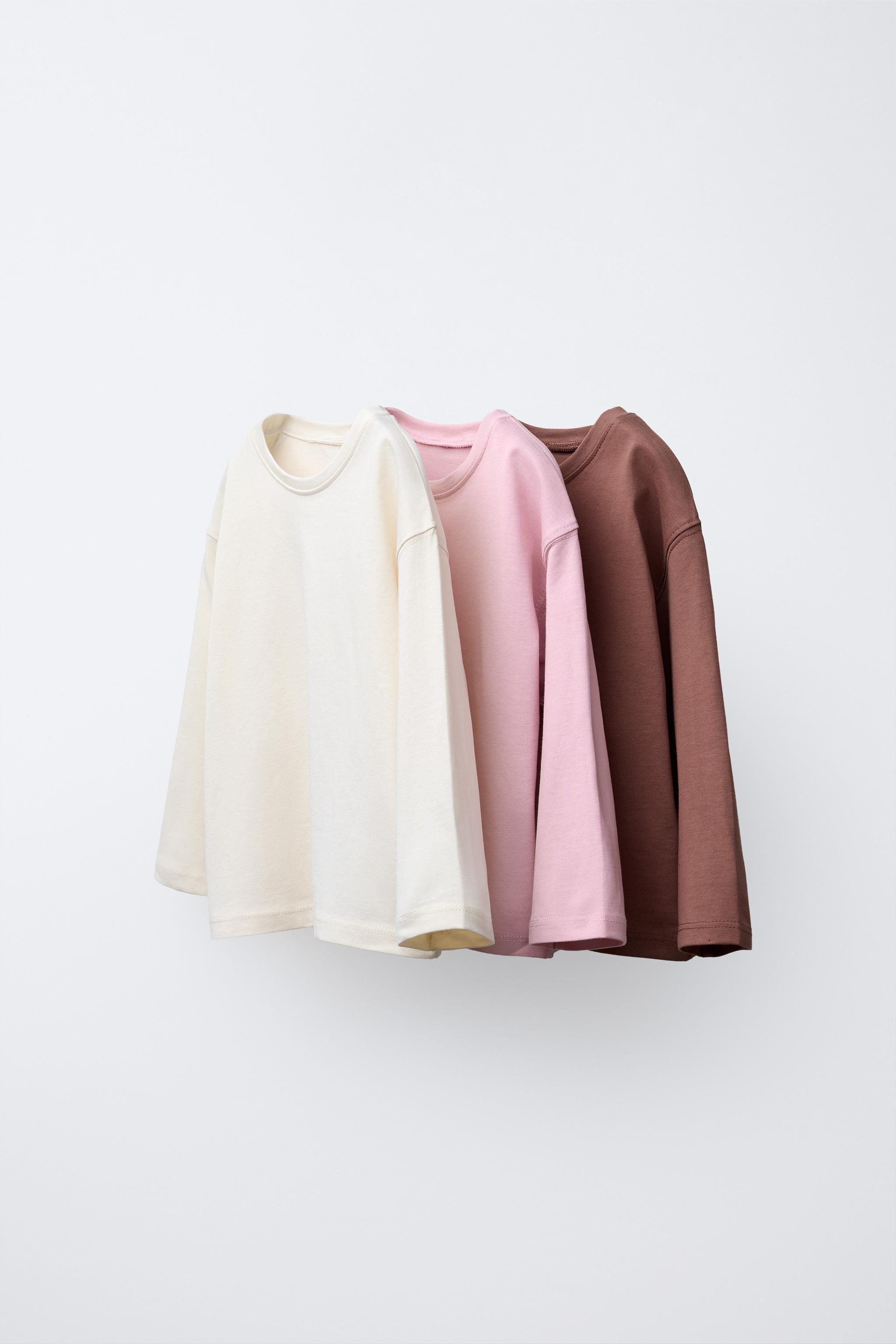 THREE-PACK OF BASIC T-SHIRTS - Brown / White | ZARA United States