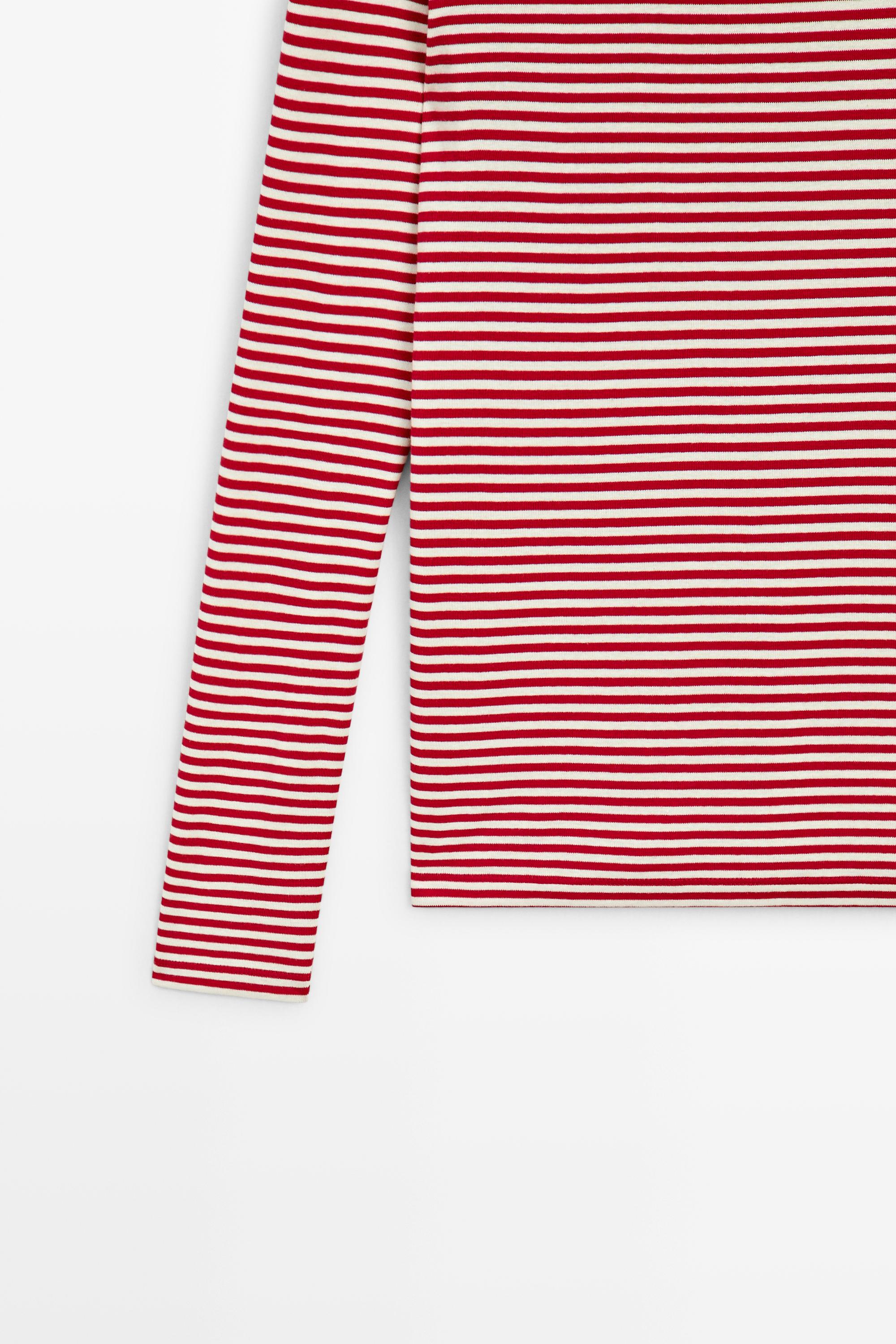 100% cotton long sleeve striped T-shirt