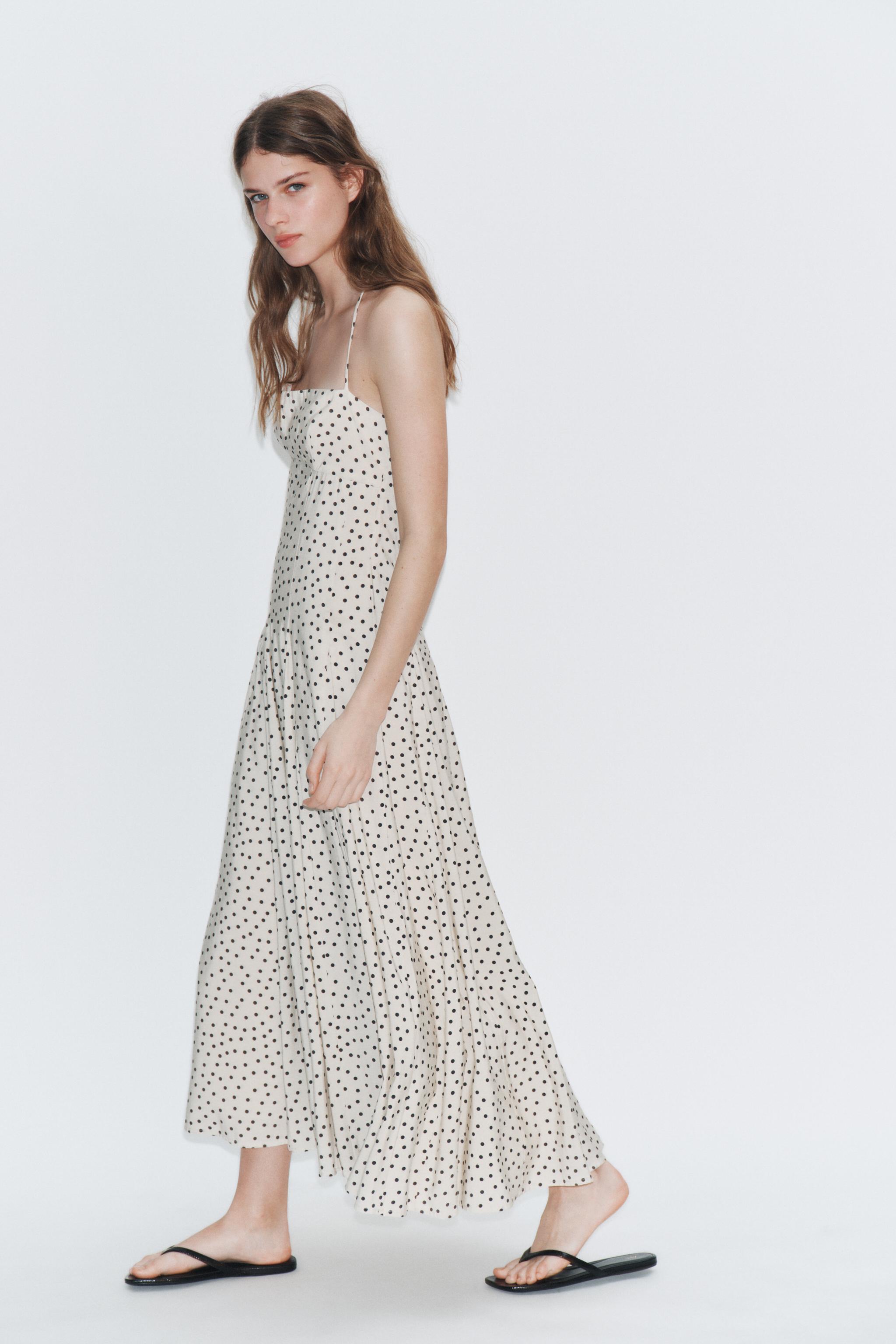 Женские платья Zara POLKA DOT VOLUME HALTER MIDI DRESS — фото 2