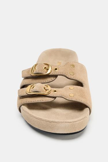 SANDALES EN DAIM À BOUCLES - Beige de Zara - Image 3