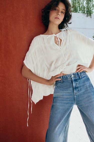 TEXTURED CAPE TOP - White by Zara - Image 0