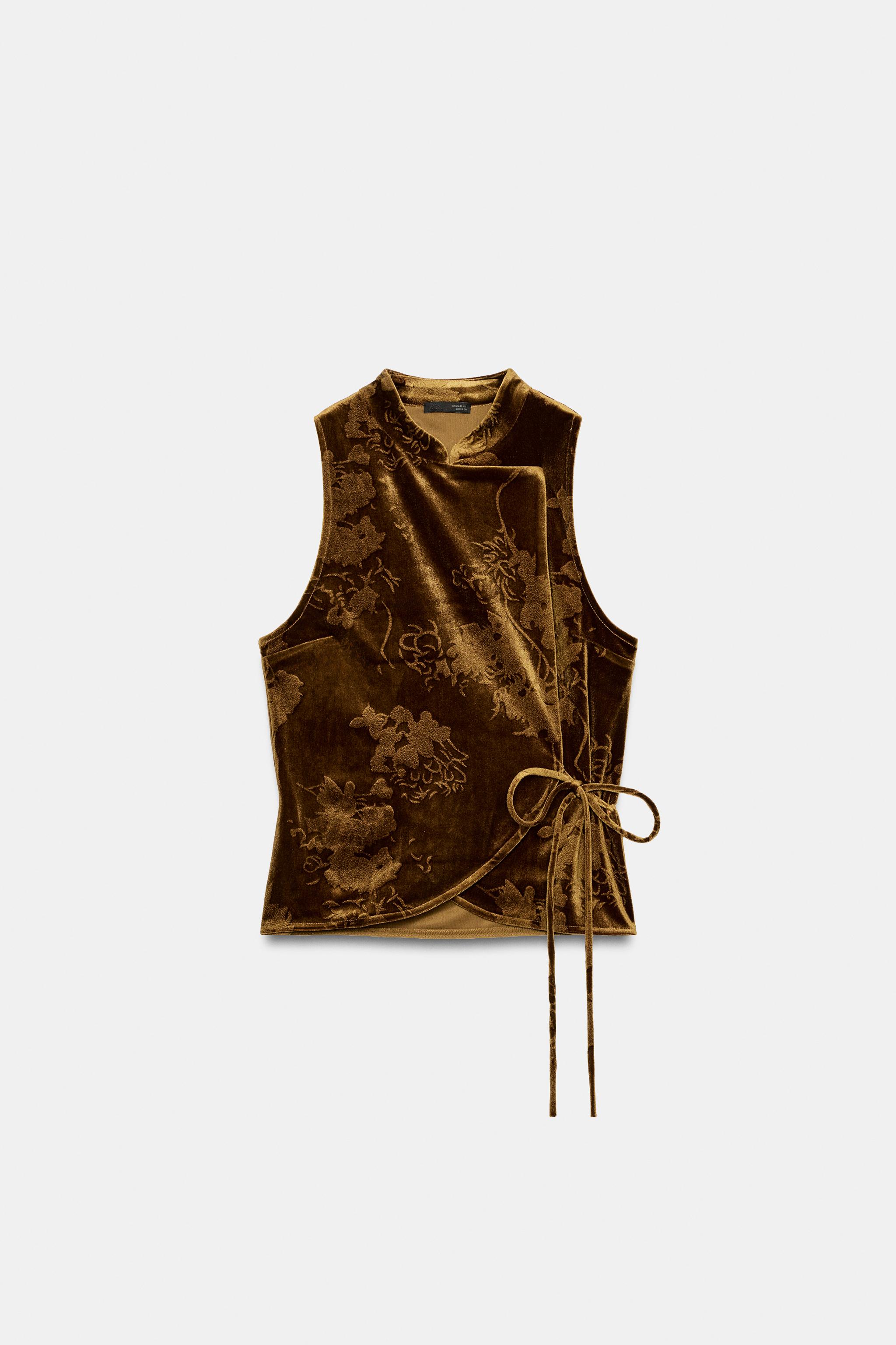VELVET TIE-FRONT TOP