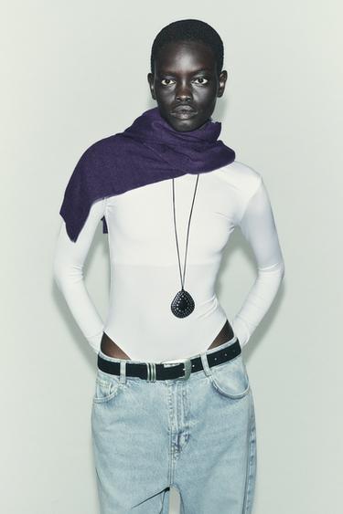 BASIC POLYAMIDE BODYSUIT - White by Zara - Image 4
