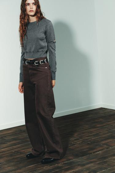 ДЖИНСЫ TRF EXTRA WIDE LEG С ВЫСОКОЙ ПОСАДКОЙ — КОРИЧНЕВЫЙ от Zara