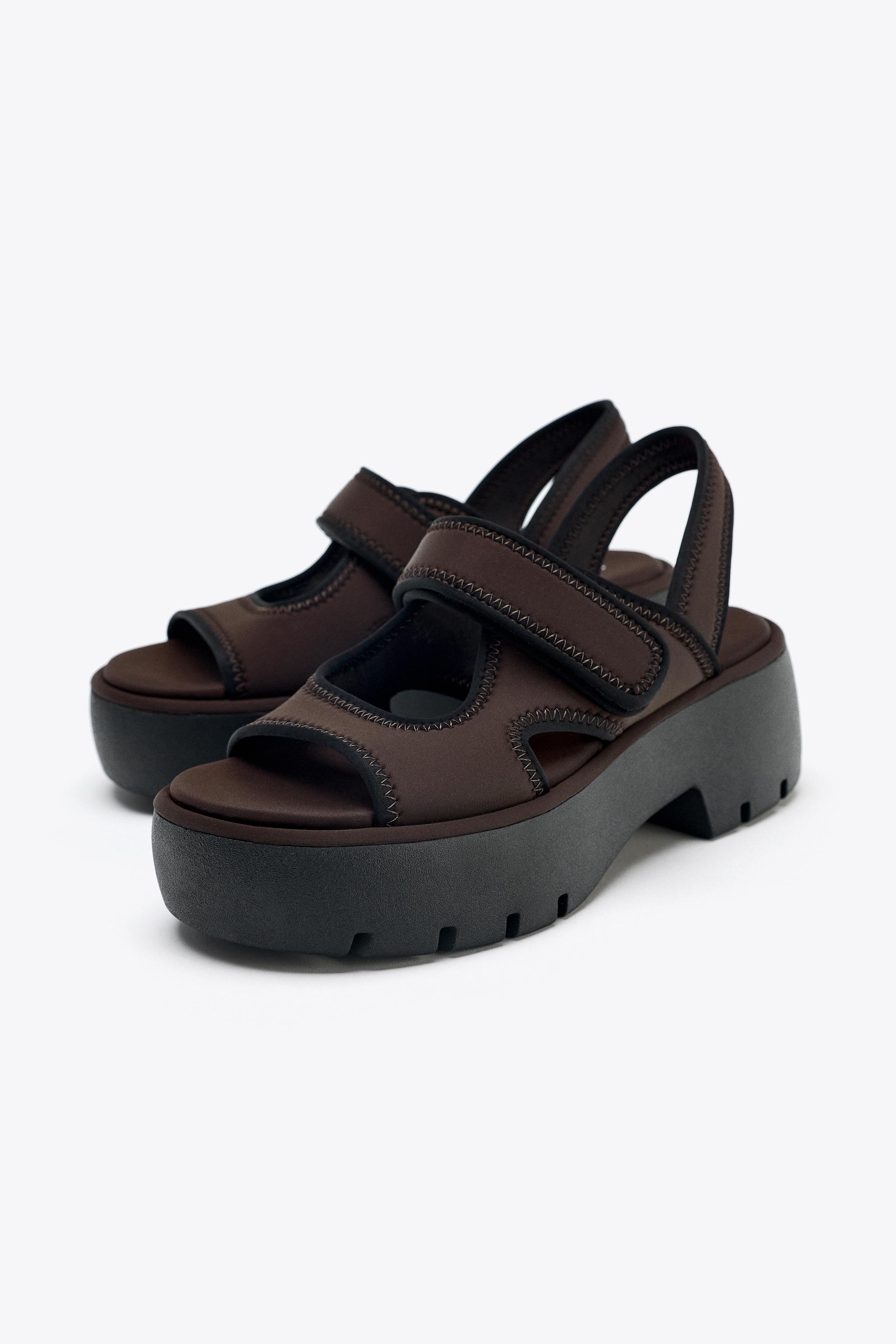 ブラウン⭕ スポーツサンダル 23cm　バックル付き バックル付きサンダル - ブラウン | ZARA Japan / 日本
