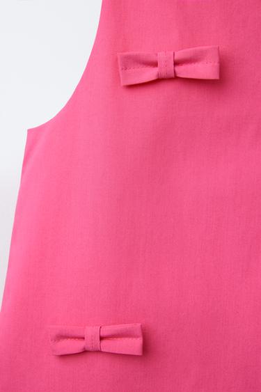 ROBE EN POPELINE AVEC LACETS - Fuchsia de Zara - Image 3