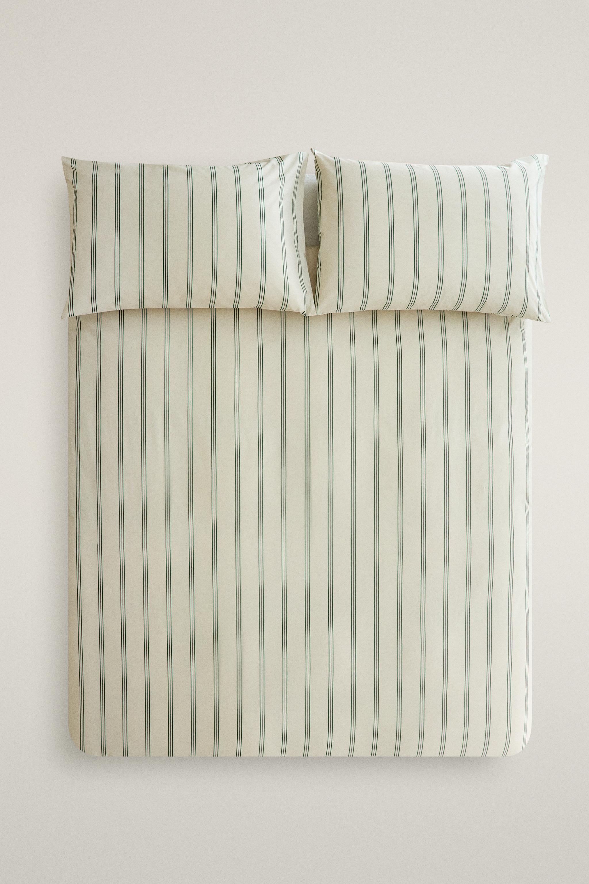 STRIPED PERCALE DUVET COVER (300 THREAD COUNT)