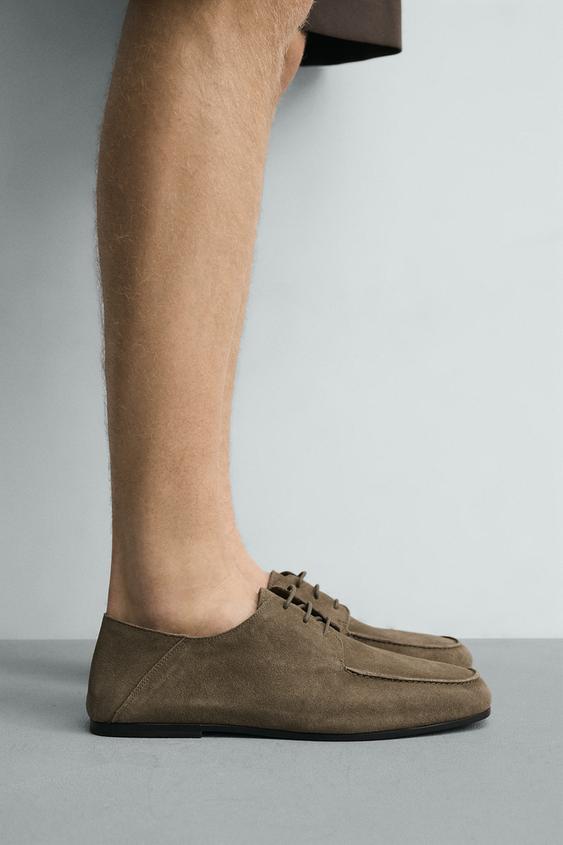 CASUAL LEATHER SHOES - Taupe Grey by Zara - Image 0