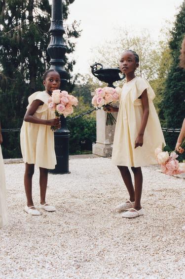 EMBROIDERED BEADED DRESS - Light yellow by Zara