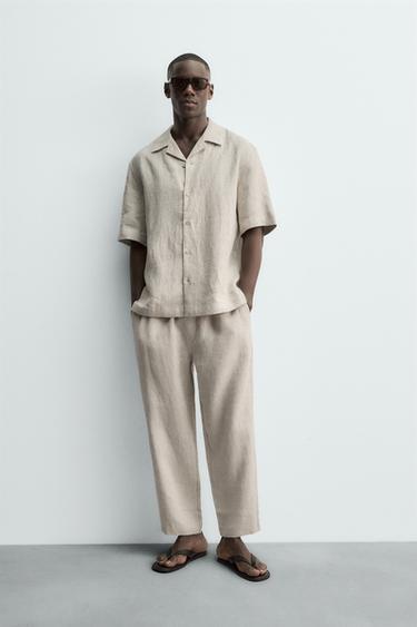 100% LINEN RELAXED FIT SHIRT - Light beige by Zara