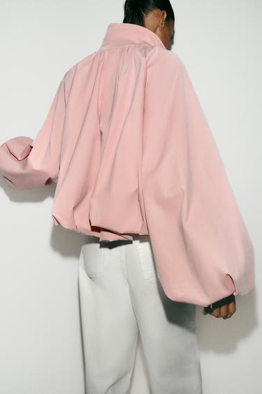 CHAQUETA BOMBER MANGA GLOBO - Rosa tiza de Zara