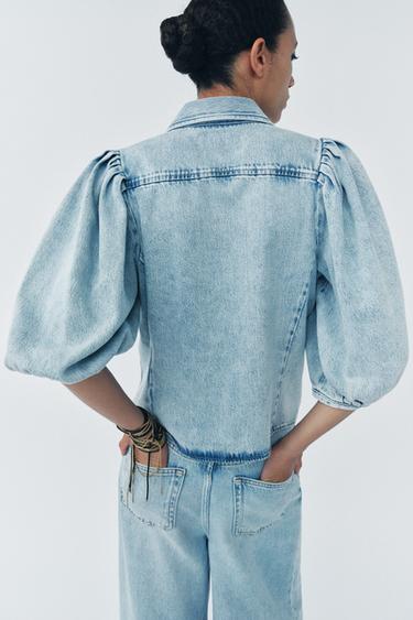 ZW COLLECTION DENIM BLOUSE - Light blue by Zara - Image 2