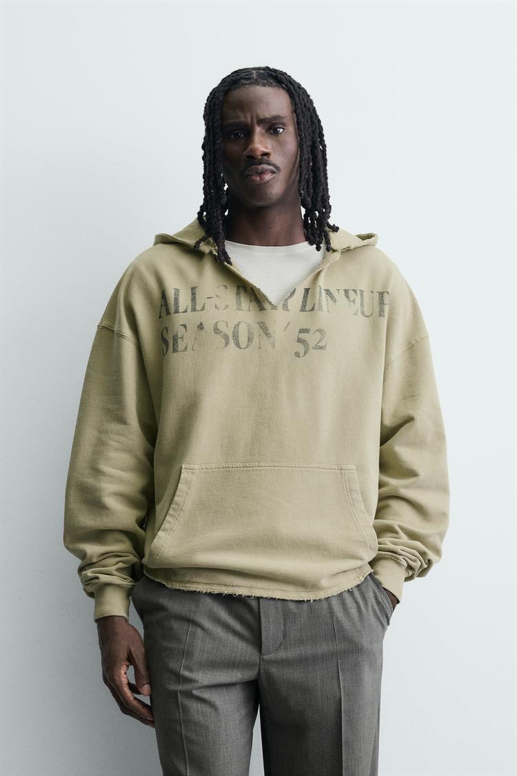 ZARA WASHED SLOGAN SWEATSHIRT