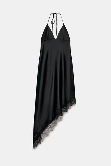 Zara ASYMMETRIC MIDI DRESS - Black