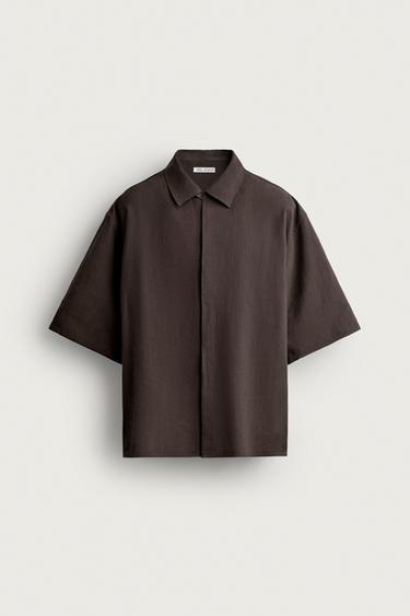 CAMISA FLUIDA RELAXED FIT - Marrón de Zara