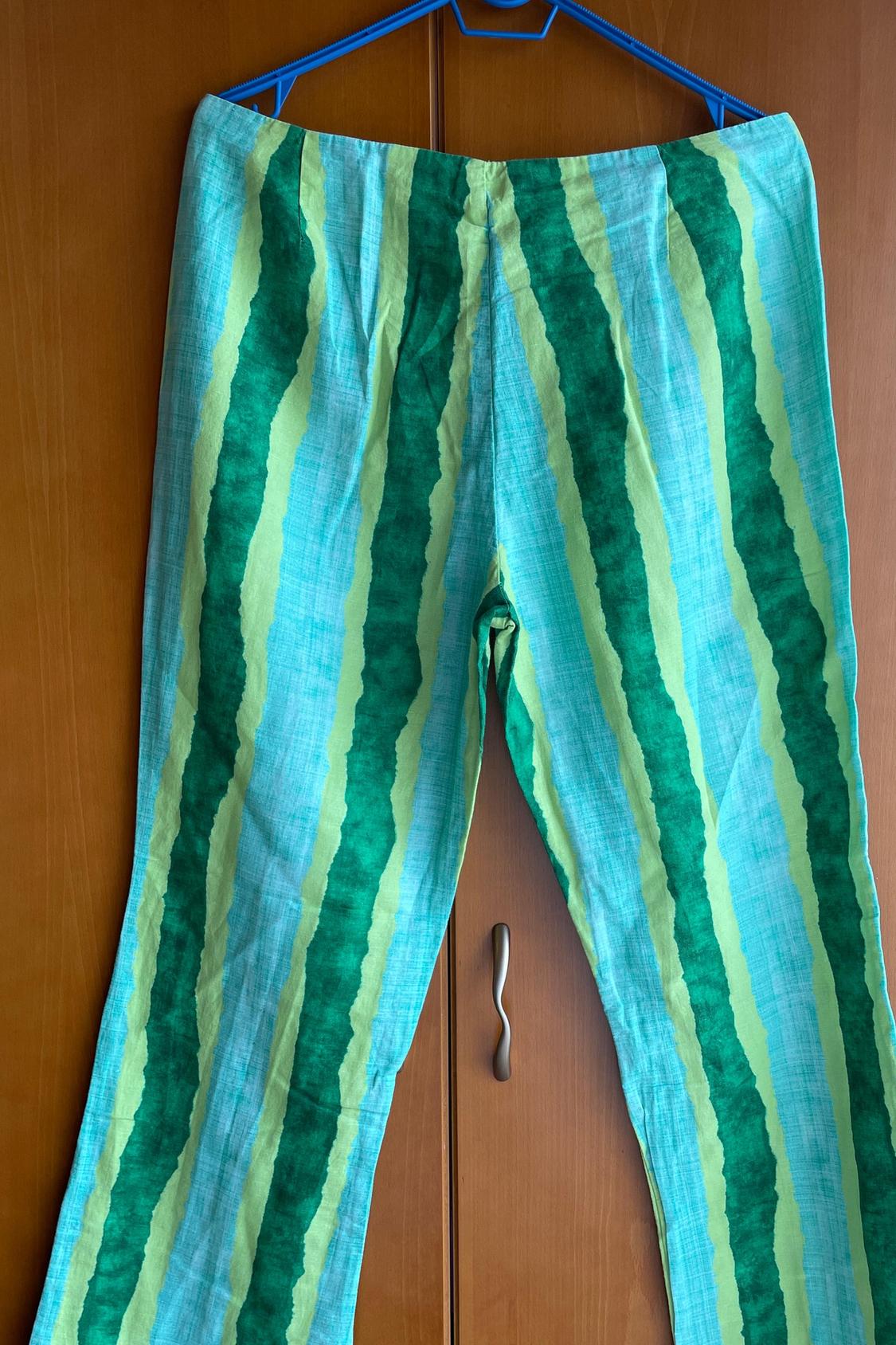 STRIPED LINEN BLEND FLARED TROUSERS - Image 3