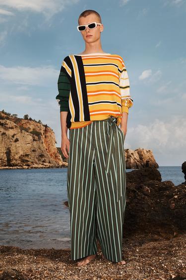 PANTALONS DE POTA AMPLA DE RATLLES EDICIÓ LIMITADA - Verd fosc de Zara