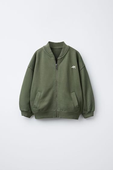 BLOUSON BOMBER MOLLETON LOGO - Kaki de Zara