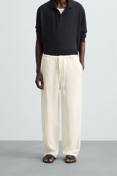 PANTALÓN 100% LINO - Crudo de Zara