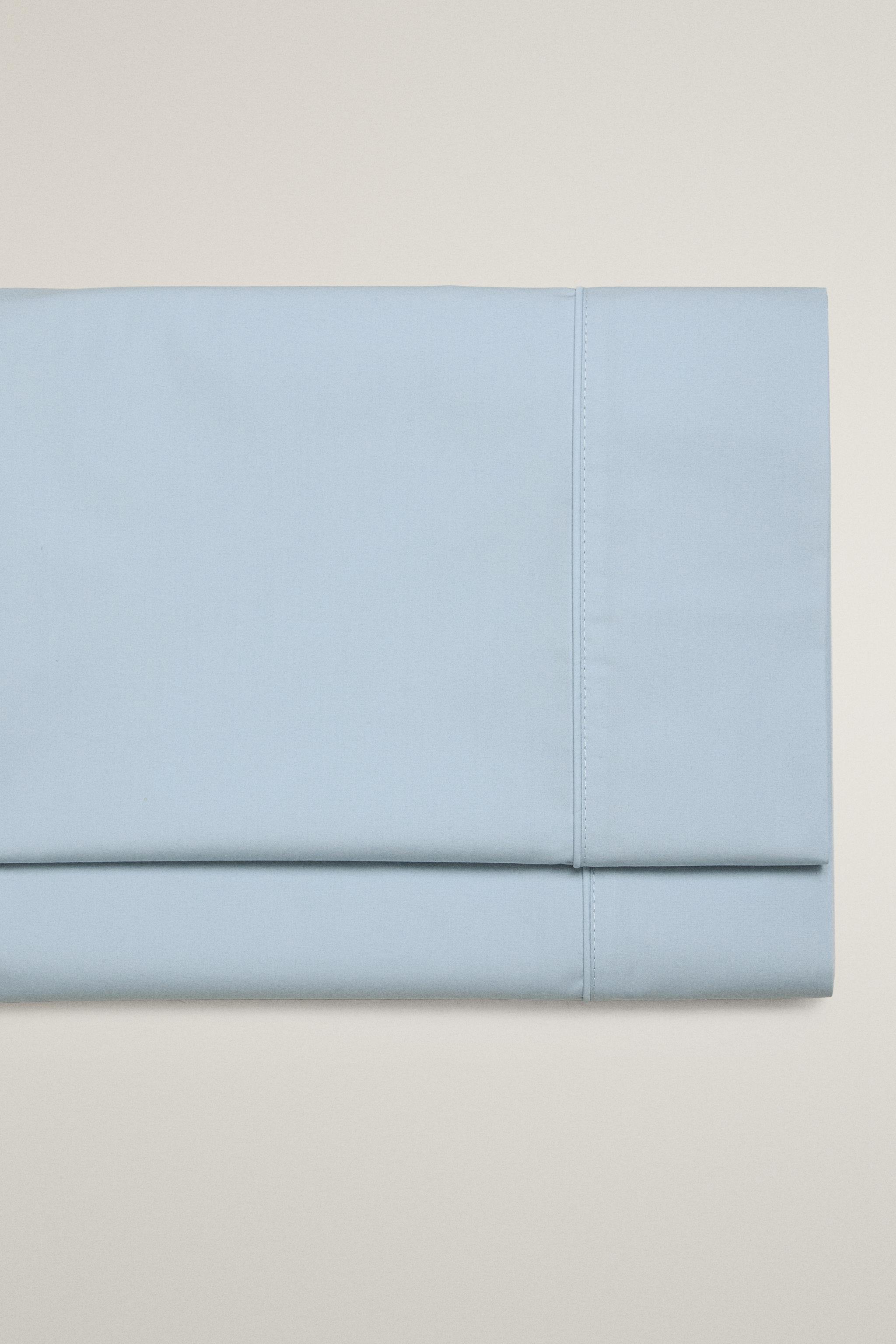 PERCALE FLAT SHEET (300 THREAD COUNT) — Pastel blue