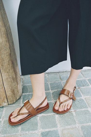 FLAT SANDALS - Brown by Zara - Image 0