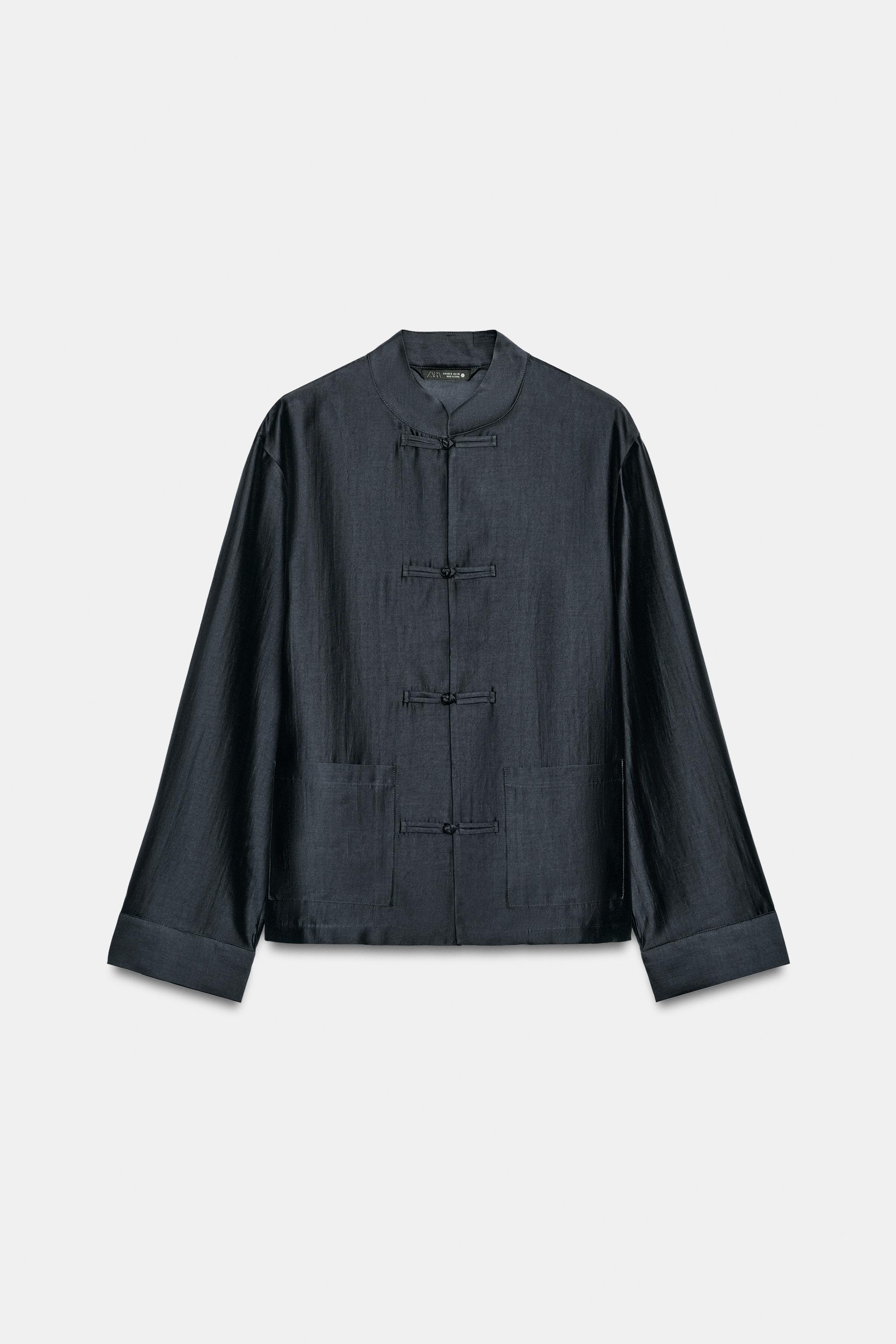 Zara ZW COLLECTION SATIN SHIRT WITH FROG FASTENING görsel 4