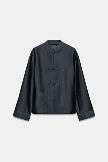 CHEMISE SATINÉE ALAMARS ZW COLLECTION - Bleu marine de Zara - Image 4