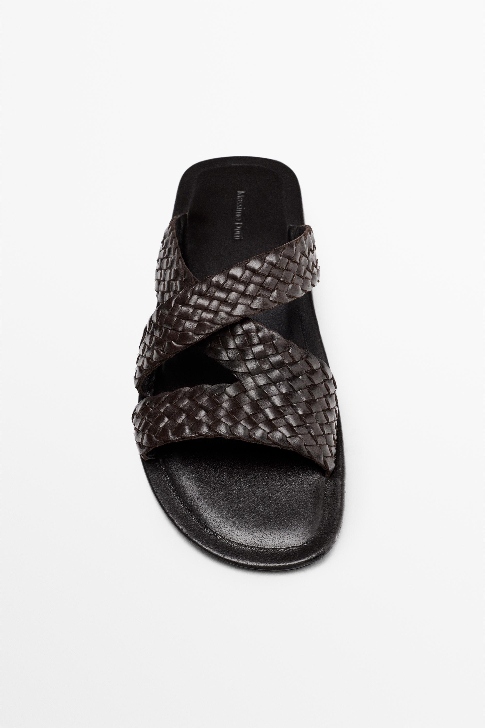 Braided leather sandals