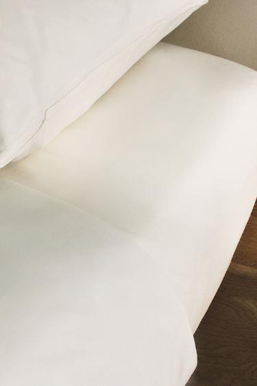 PERCALE FITTED SHEET | 30 CM HIGH (800 THREAD COUNT) - Ecru by Zara - Image 5