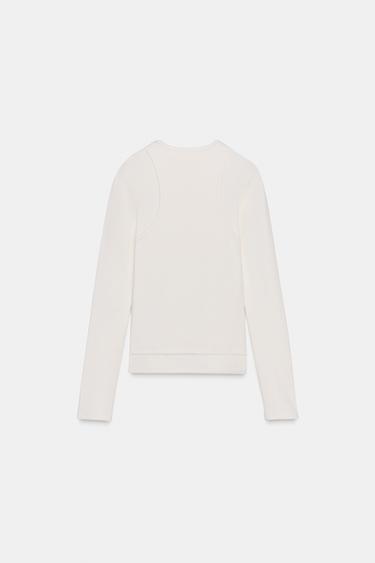 DOUBLE EMBROIDERED T-SHIRT - Ecru by Zara - Image 6