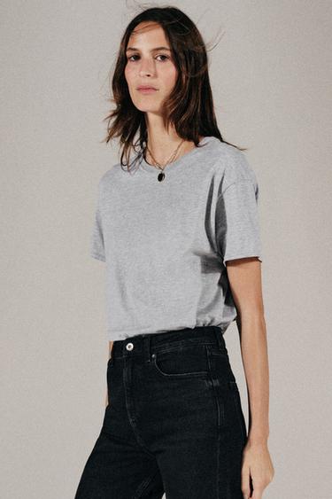 Zara Crew Neck T-Shirt - Gray marl