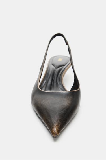 CHAUSSURES EN CUIR OUVERTES À L'ARRIÈRE - Marron de Zara - Image 3