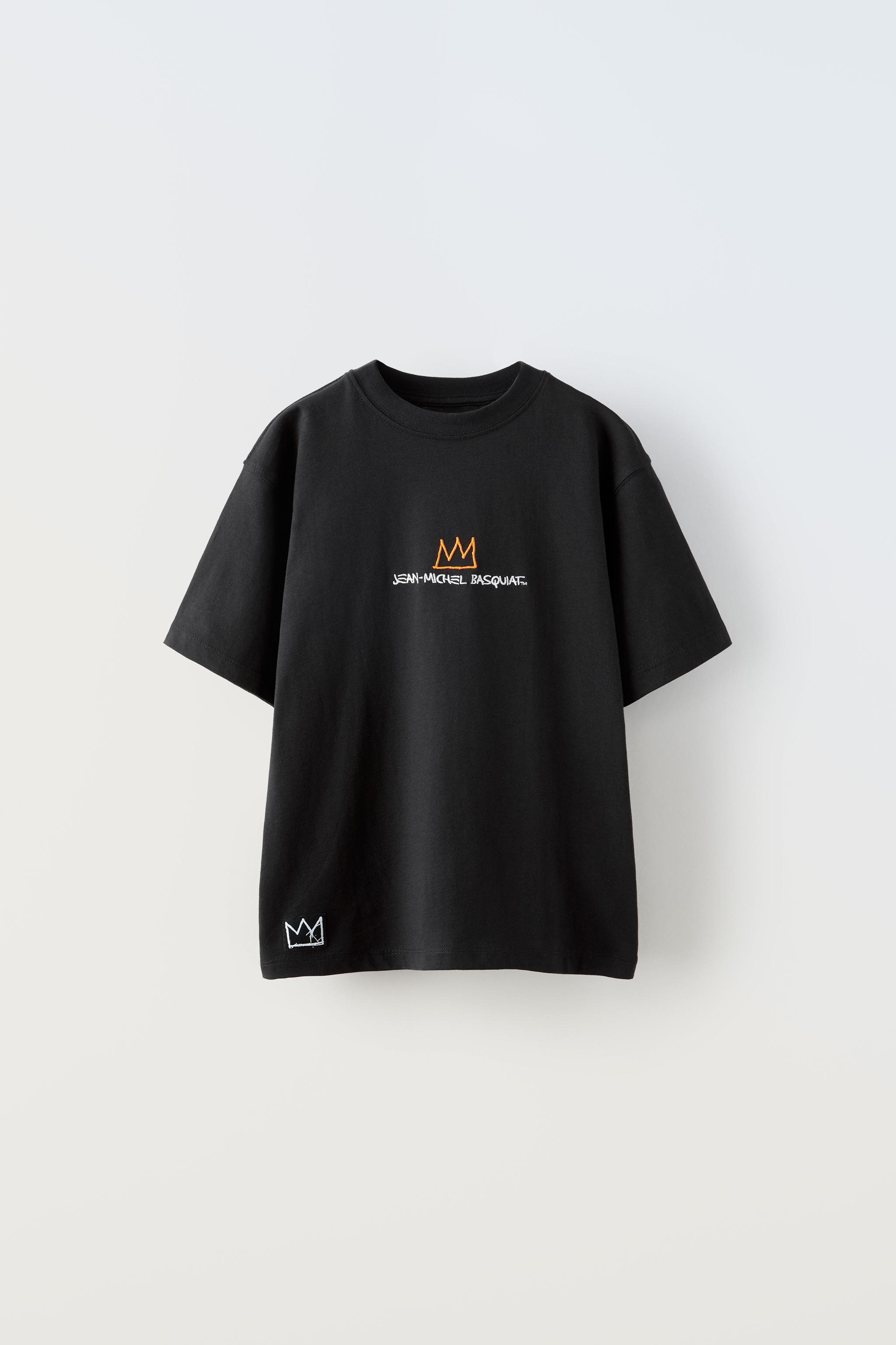 JEAN-MICHEL BASQUIAT © EMBROIDERED T-SHIRT - Black | ZARA United 