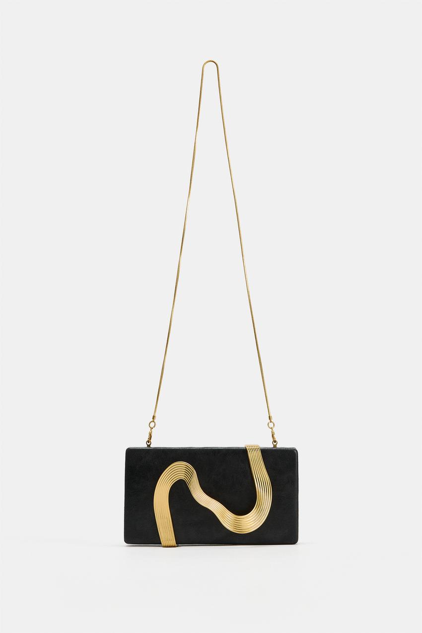 METALLIC DETAIL CLUTCH - Black | ZARA United States display picture 2
