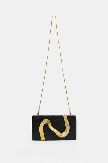 Zara METALLIC DETAIL CLUTCH - Black - Image 0
