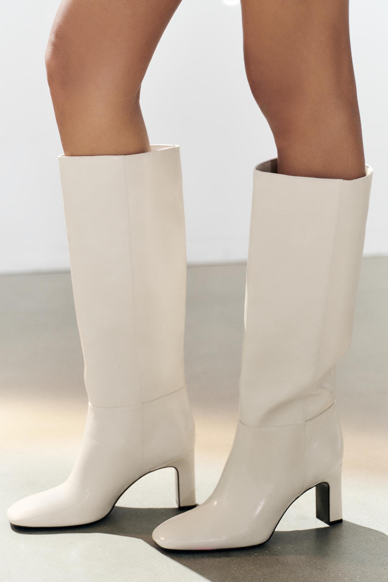 BLOCK HEEL ANKLE BOOTS — white