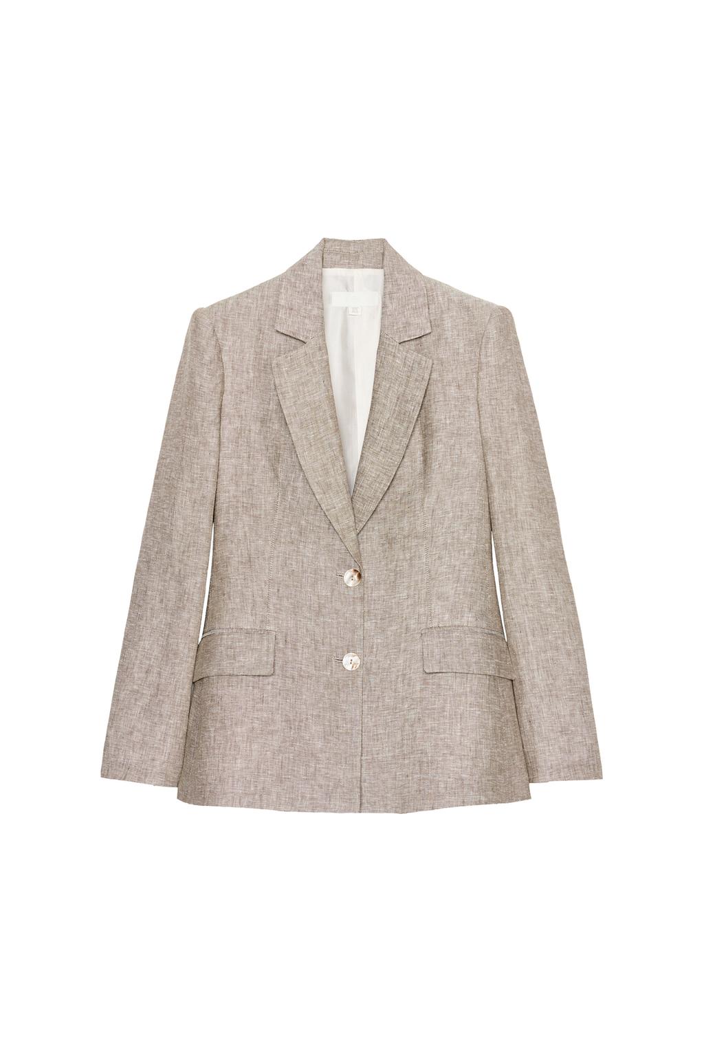 100% LINEN SHOULDER PAD BLAZER - image 3