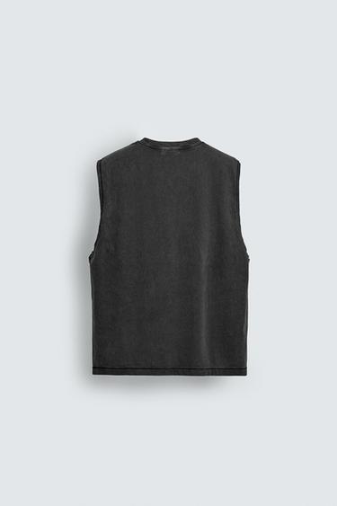 T-SHIRT DÉBARDEUR LAVÉ - Anthracite foncé de Zara - Image 6