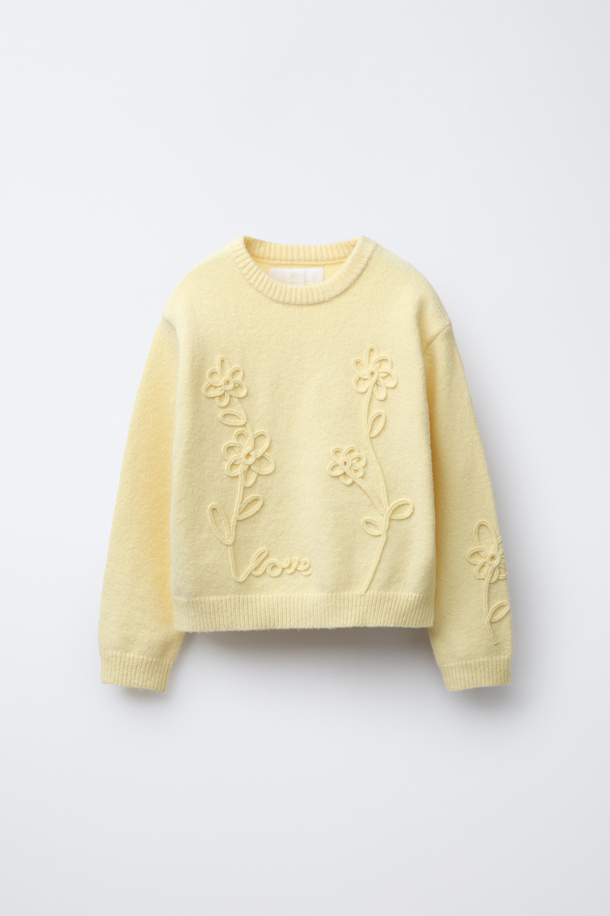 コードフラワーニットセーター - イエロー | ZARA Japan / 日本