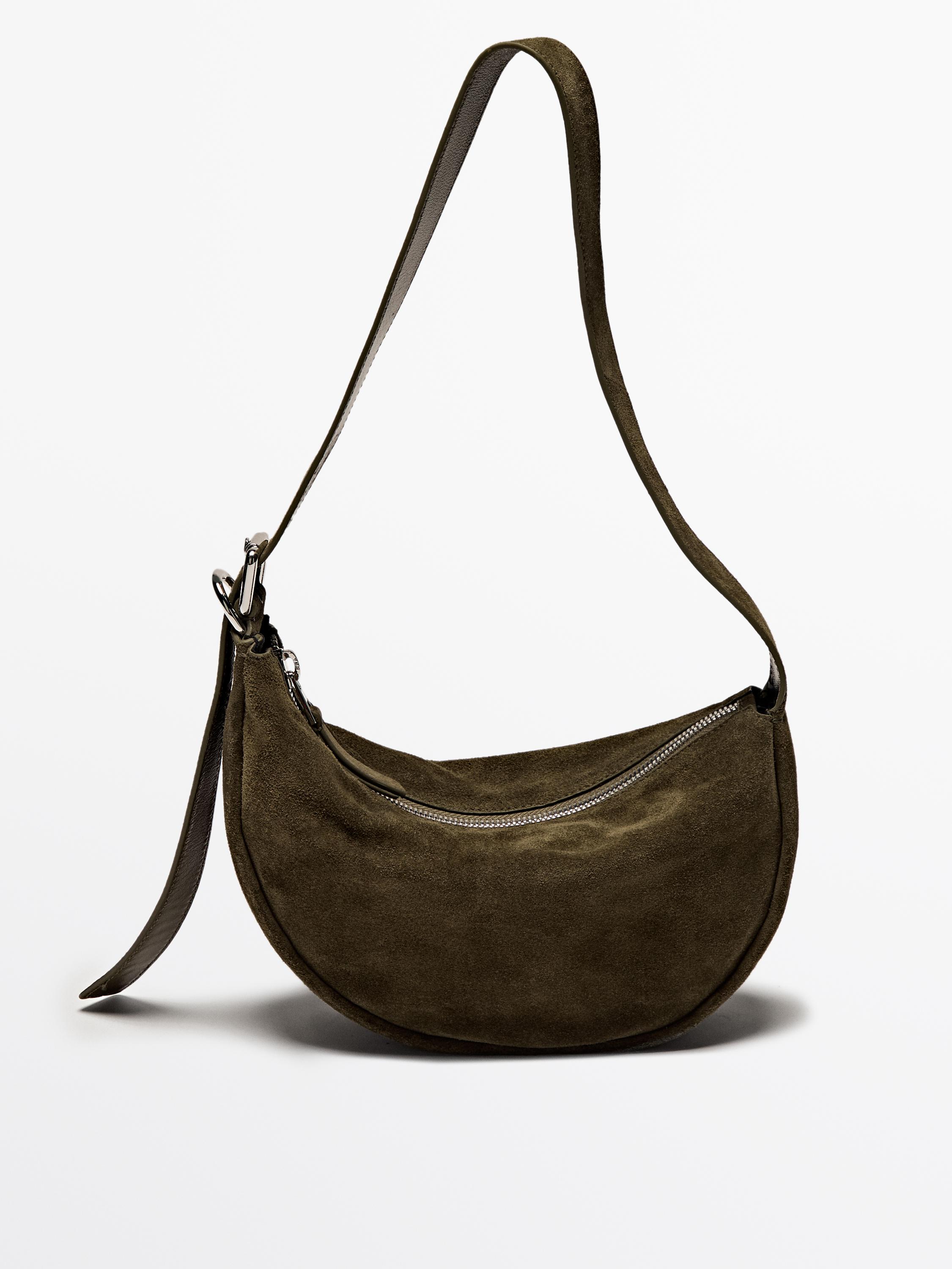 Split leather shoulder bag