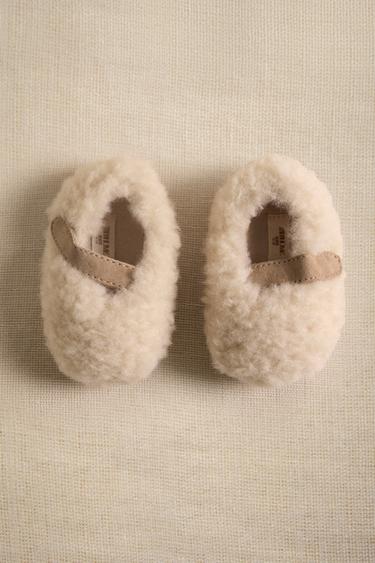 FAUX SHEARLING BALLERINA BOOTIES - Ecru White by Zara - Image 5
