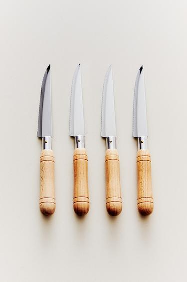 BEECH WOOD STEAK KNIFE SET (SET OF 4) - Brown by Zara