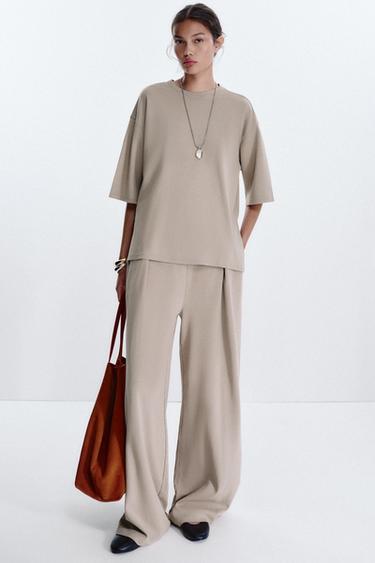 Zara WASHED EFFECT INTERLOCK T-SHIRT - Sand
